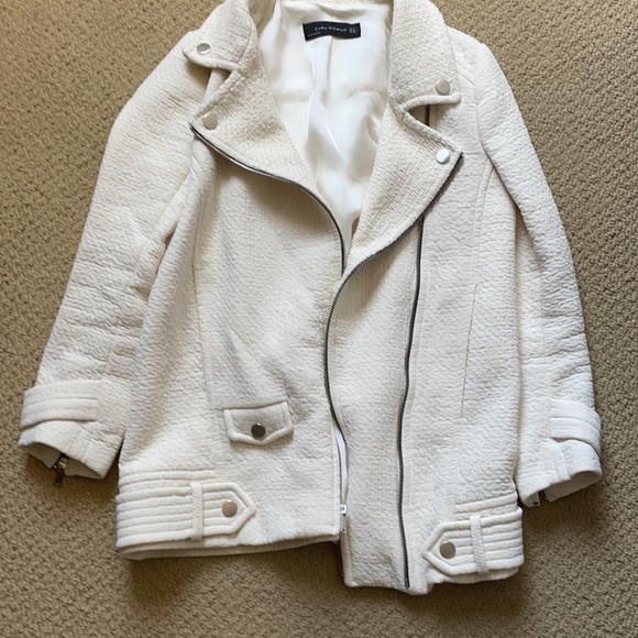 Zara off-white Moto Coat - Picture 6 of 12